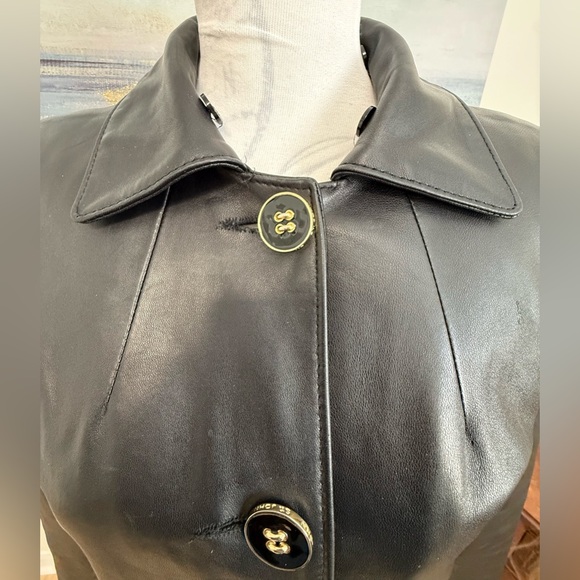 🥳🥳ST. JOHN Marie Grey Collection Leather Coat Jacket, Black - Picture 4 of 16